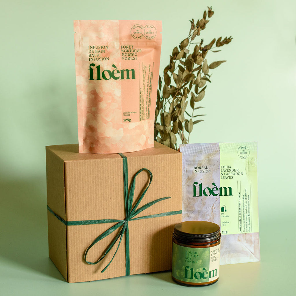 Nordic Spa Gift Box – Cedar & Lavender Tea, Fir Candle & Bath Soak
