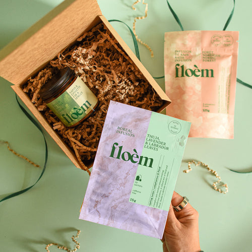 Nordic Spa Gift Box – Cedar & Lavender Tea, Fir Candle & Bath Soak