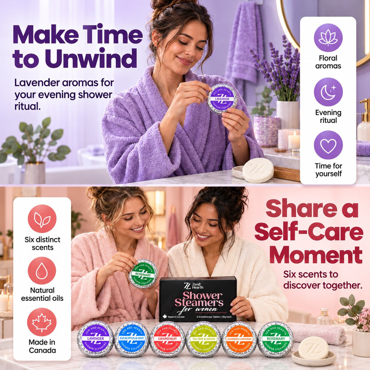 Shower Steamer for Women – 6 Pack Gift Set